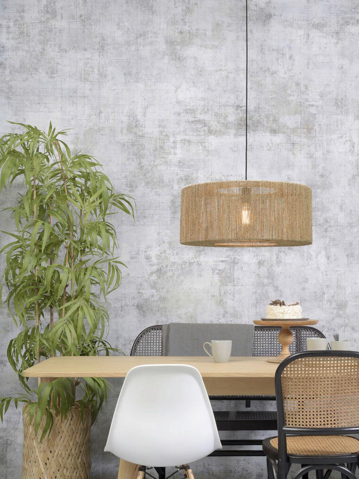 Hängeleuchte Iguazu H: 27 Cm 1-Flammig Höhenverstellbar - Hellbraun/Schwarz, Natur, Naturmaterialien/Kunststoff (60/27cm) - Good & Mojo