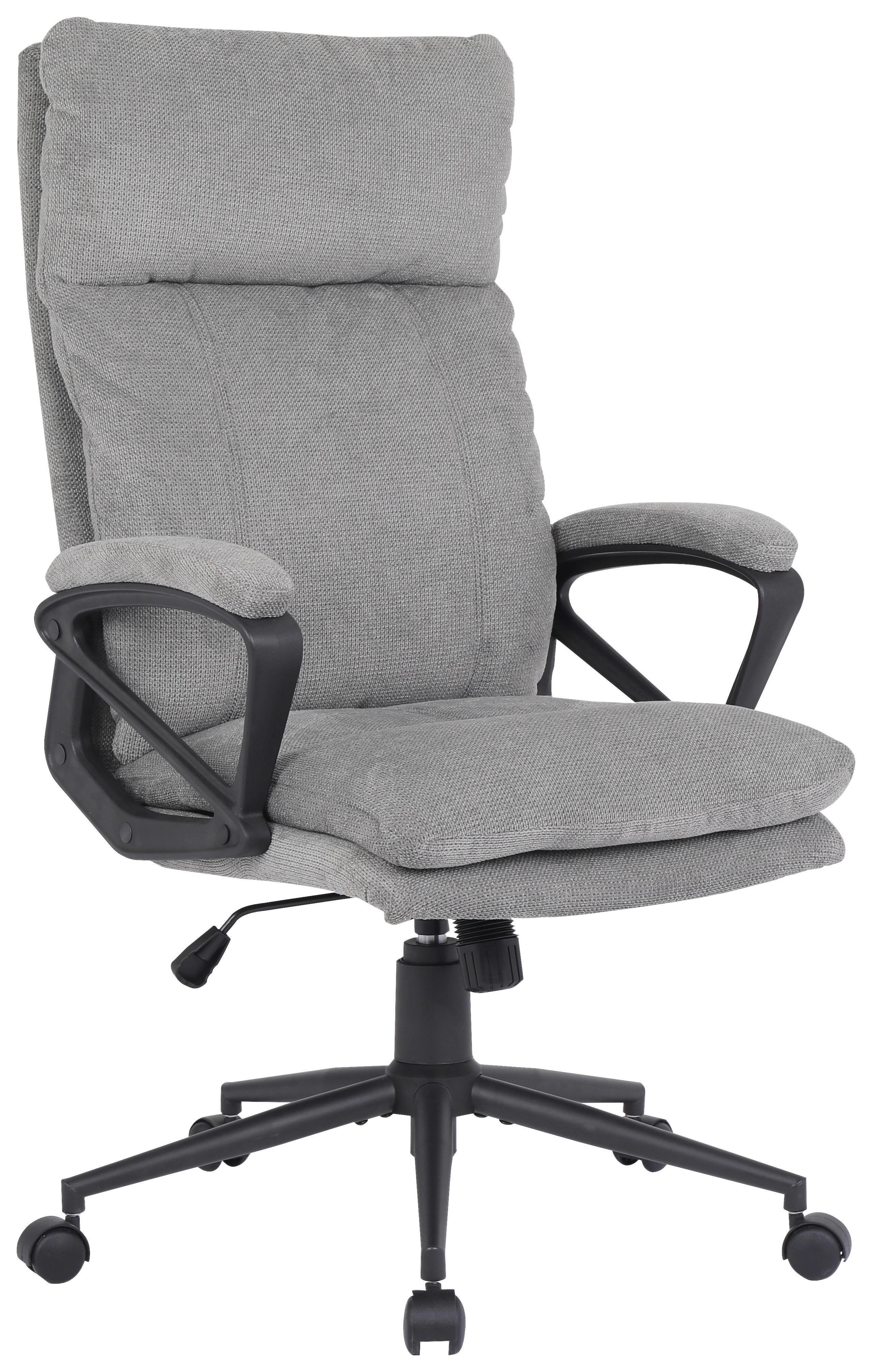 Chefsessel Anna mit Armstützen Grau bis 140 kg - Schwarz/Grau, MODERN, Holz/Kunststoff (63/122/68cm)