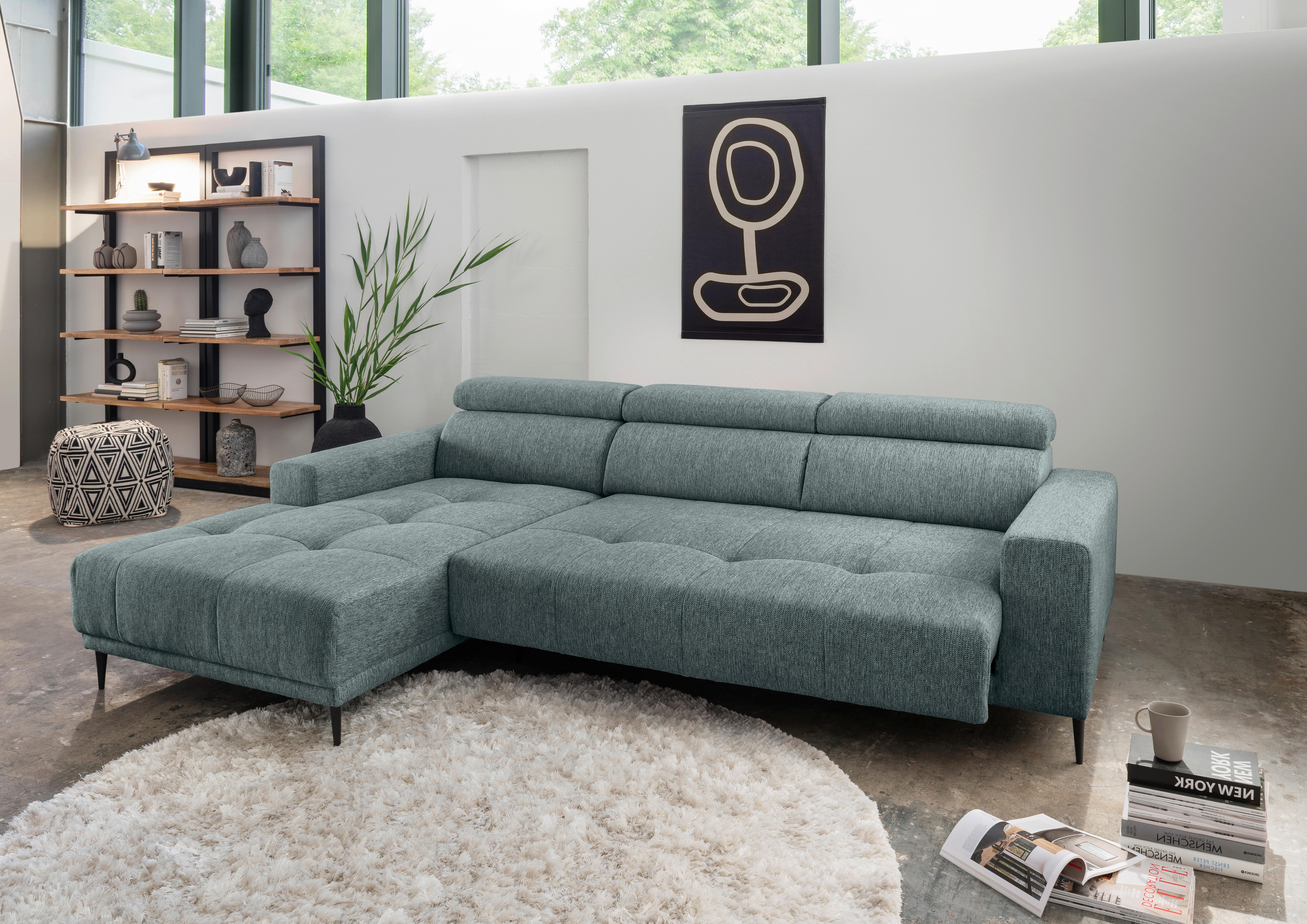 Ecksofa Intera, Mintgrau S: 188x276 Cm - Mintgrau/Schwarz, KONVENTIONELL, Textil (188/276cm) - Livetastic