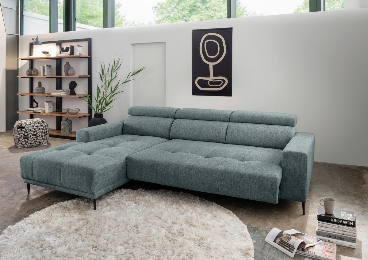Ecksofa Intera, Mintgrau S: 188x276 Cm - Mintgrau/Schwarz, KONVENTIONELL, Textil (188/276cm) - Livetastic