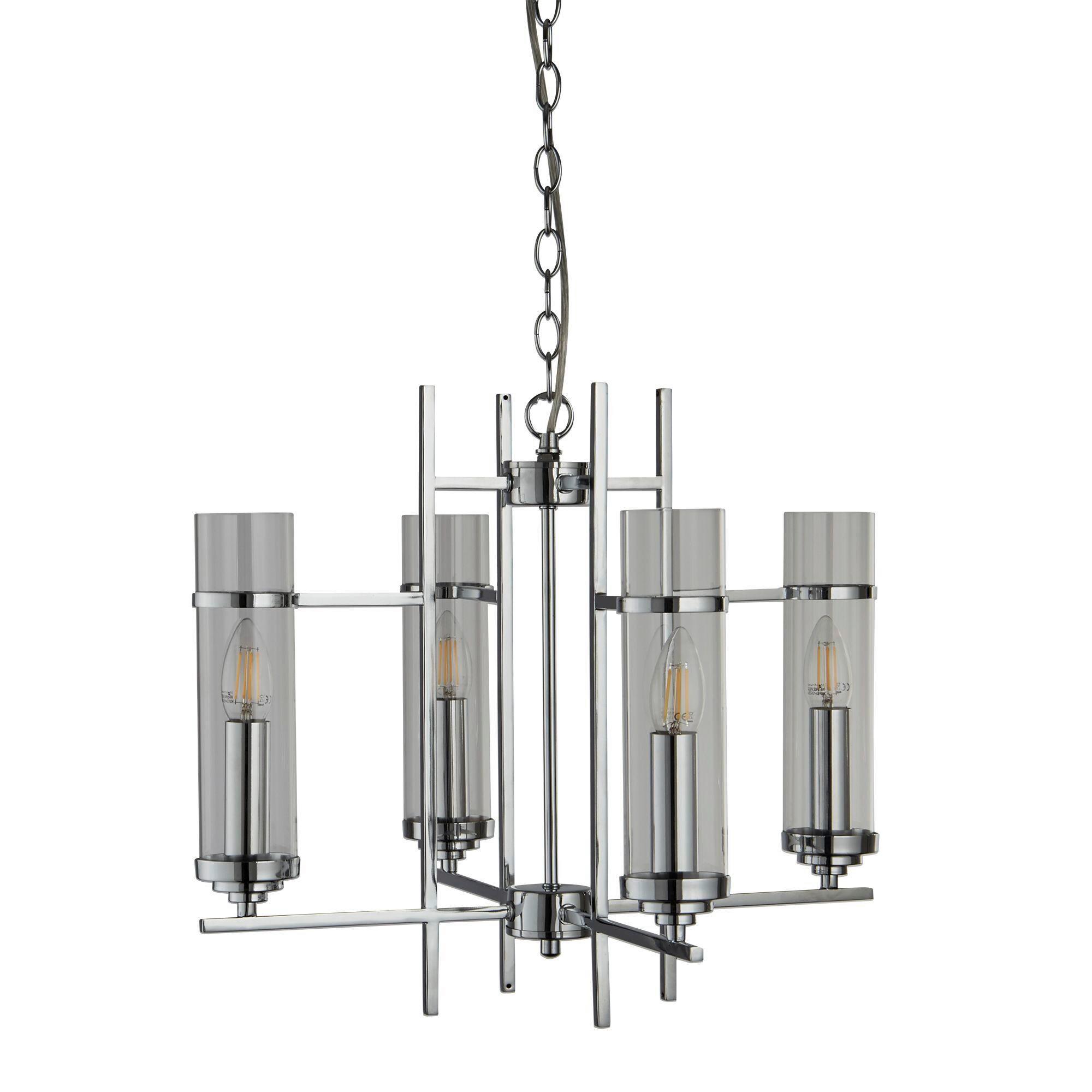 Hängeleuchte 3094-4cc - Chromfarben, Design, Glas/Metall (49/49/42-92cm)