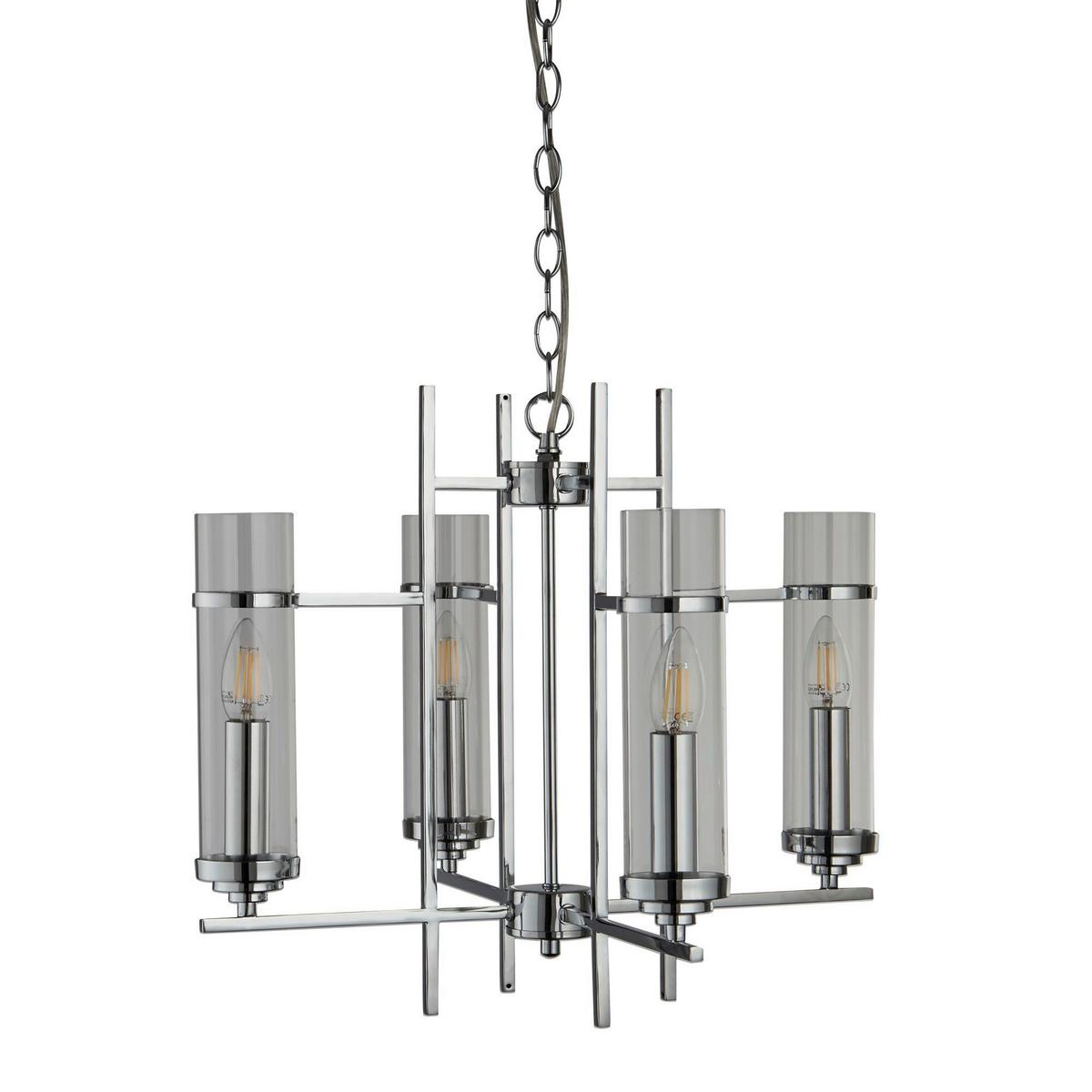 Hängeleuchte 3094-4cc - Chromfarben, Design, Glas/Metall (49/49/42-92cm)