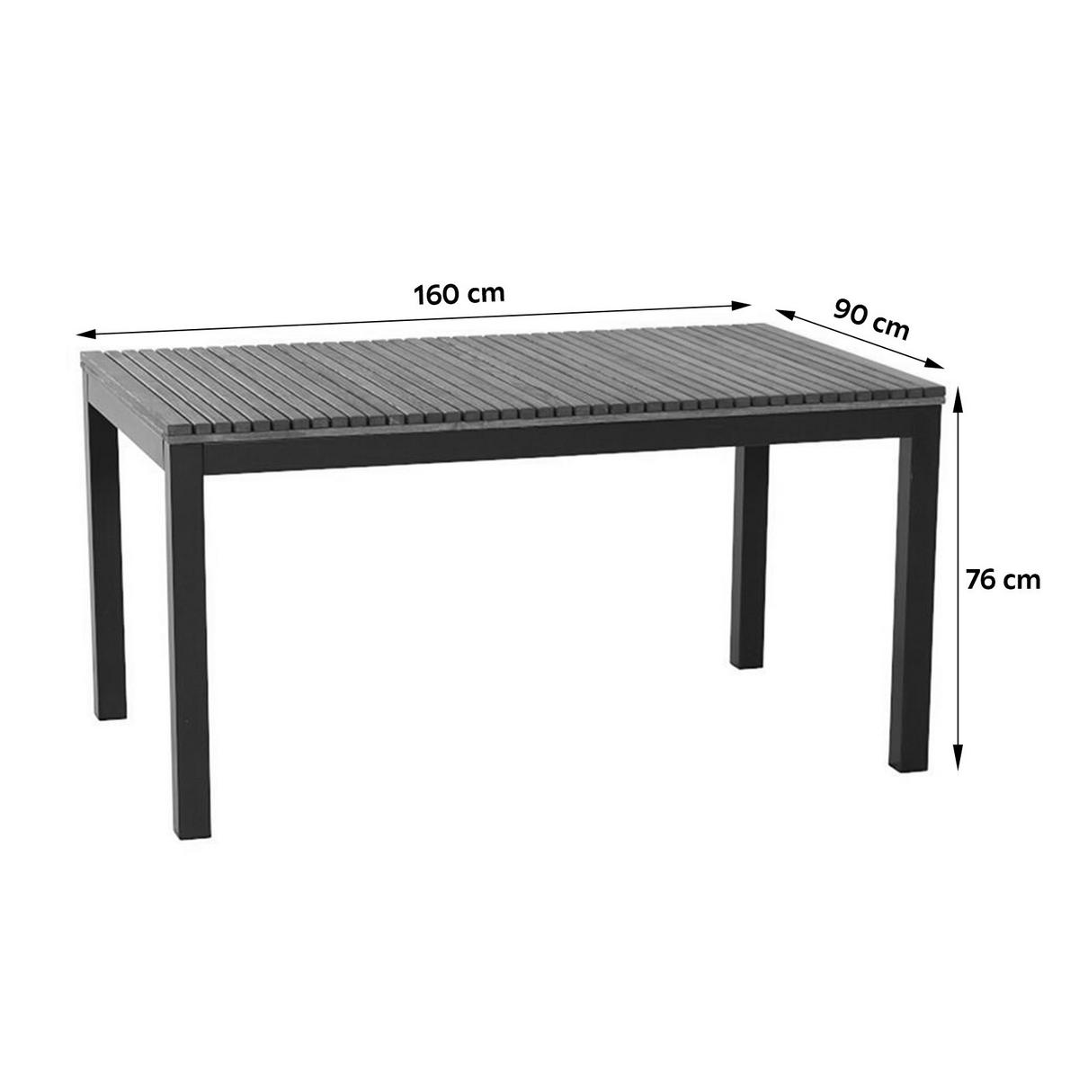 Gartentisch Robinienholz /metall L 160 Cm - Anthrazit/Robinienfarben, KONVENTIONELL, Holz/Metall (160/90/76cm) - Siena Garden