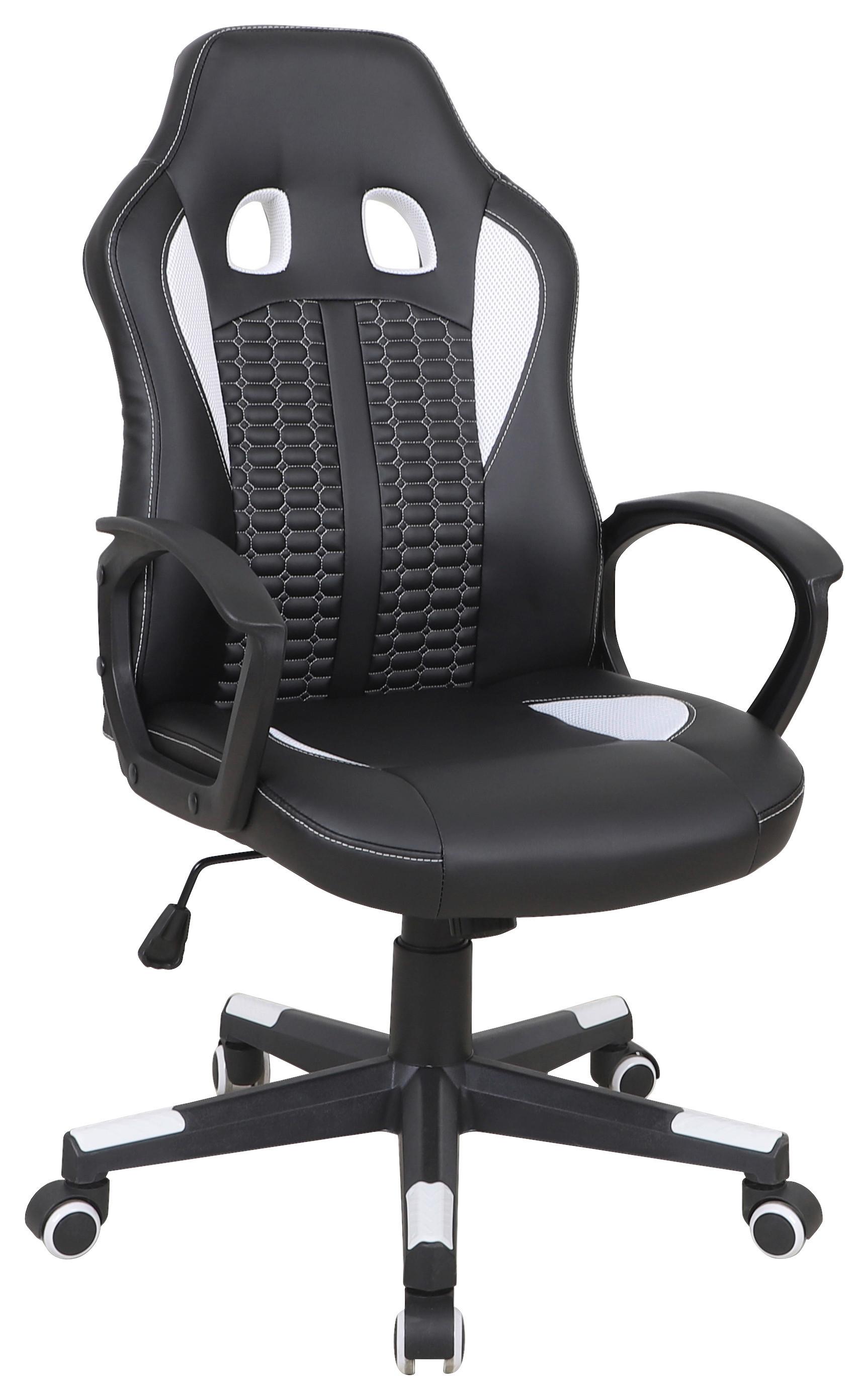Otočná stolička LIA *CENOVÝ TRHÁK* - čierna/biela, Modern, textil/plast (56/104-113/64cm) - Based