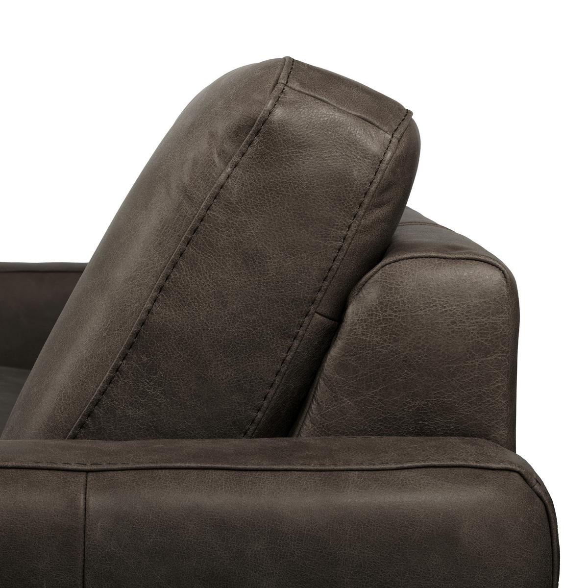3-Sitzer-Sofa Spring, Fango B: - Fango/Schwarzchrom, Design, Leder (187/85/92cm) - Livetastic
