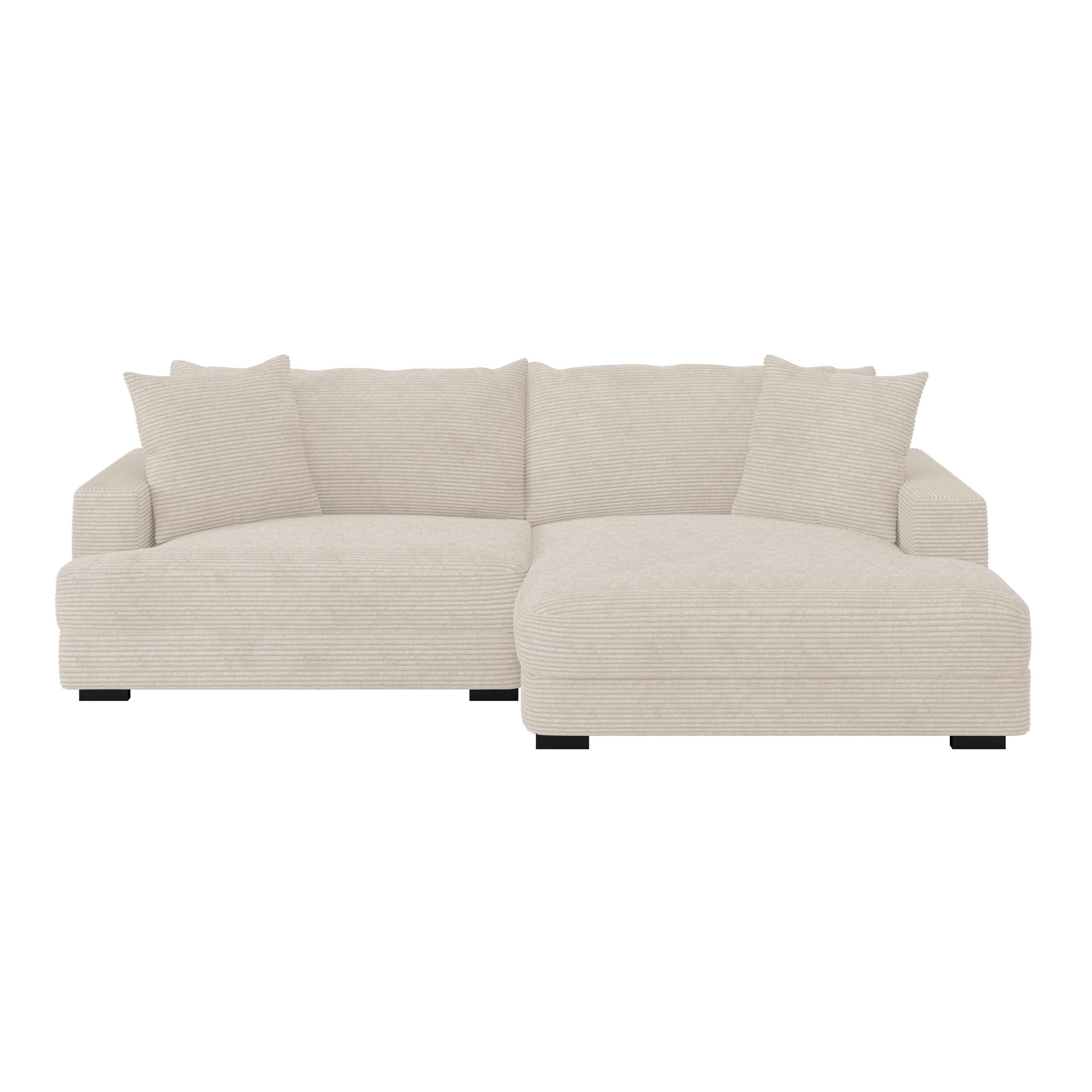 Ecksofa Pelle mit Kissen Beige Cord 265x180 cm