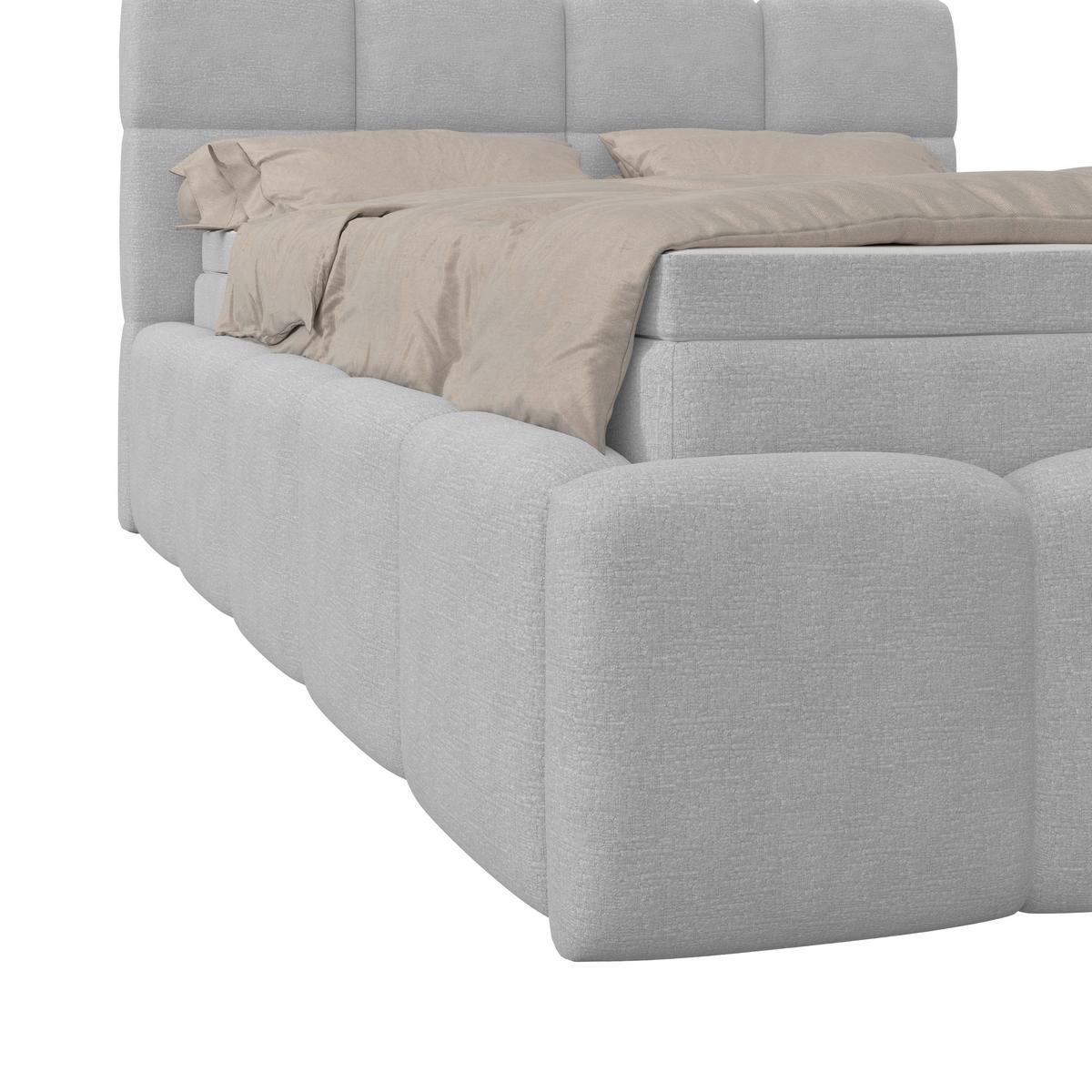 Polsterbett Noe Hellgrau 140x200 Cm - Hellgrau/Schwarz, Trend, Textil/Metall (140/200cm)