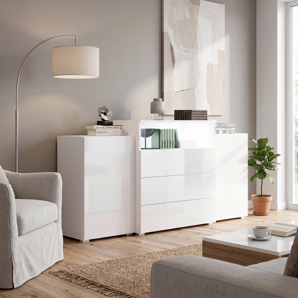Široká komoda URBANII biela VL - sivá/biela, Lifestyle, kompozitné drevo/plast (150/80,7/39cm) - P & B