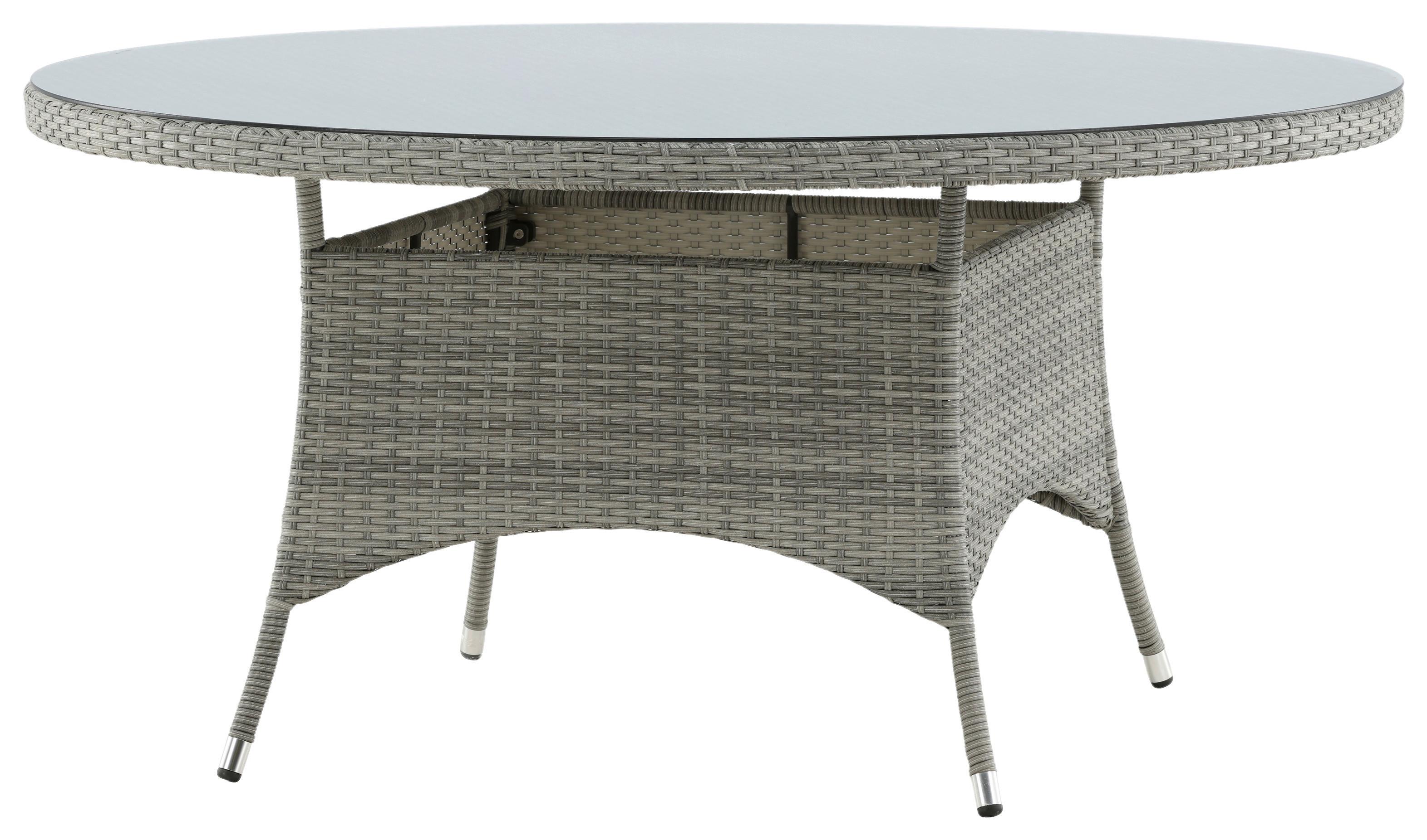 Gartentisch Volta - Grau, KONVENTIONELL, Glas/Kunststoff (150/150/74cm) - Gardenson