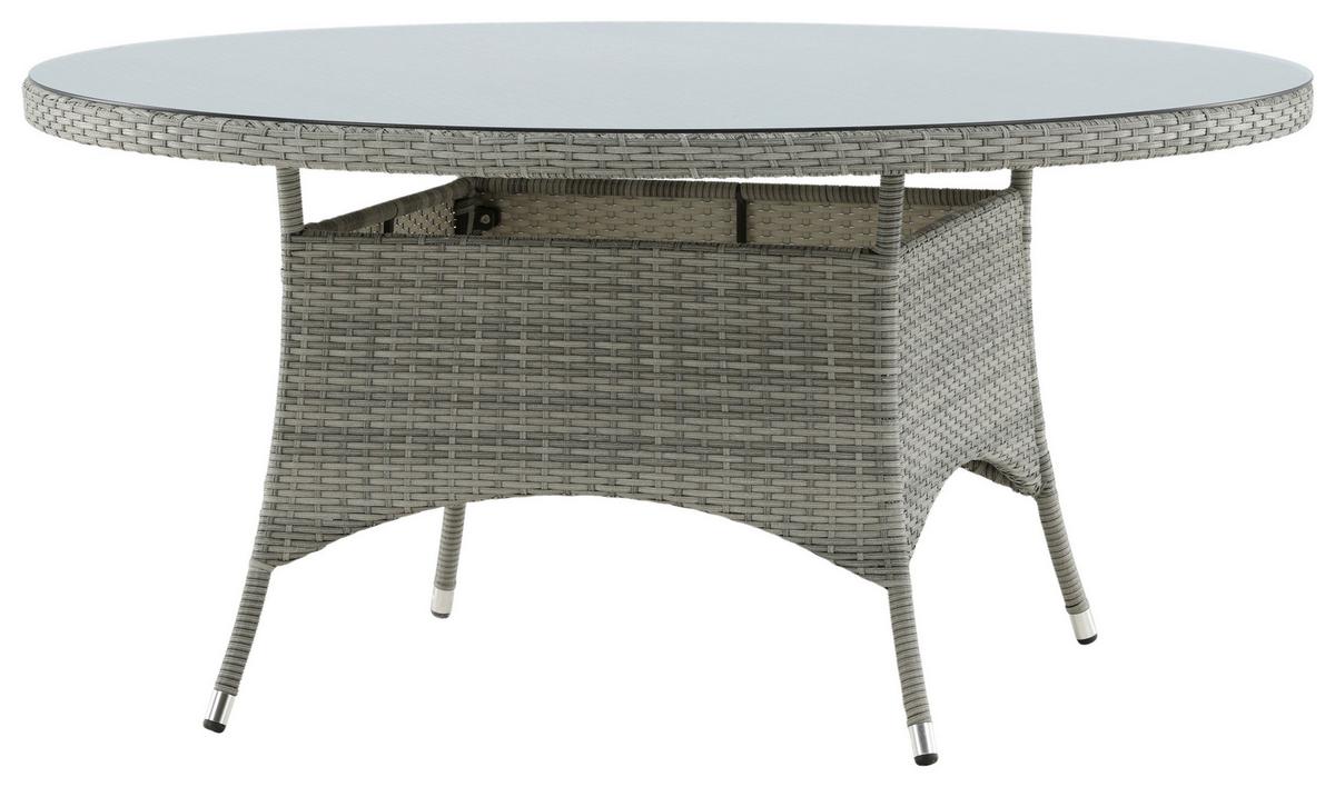 Gartentisch Volta - Grau, KONVENTIONELL, Glas/Kunststoff (150/150/74cm) - Gardenson