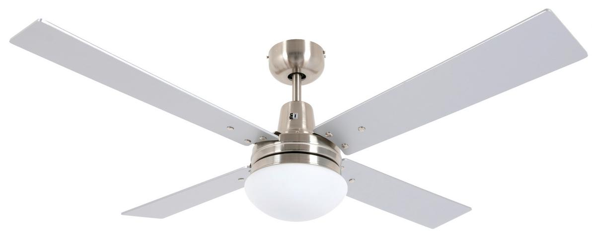 Deckenventilator Airfusion Quest 4-Flügel, Led-Leuchte - Chromfarben/Silberfarben, Basics, Holzwerkstoff/Metall (122/40cm) - P & B