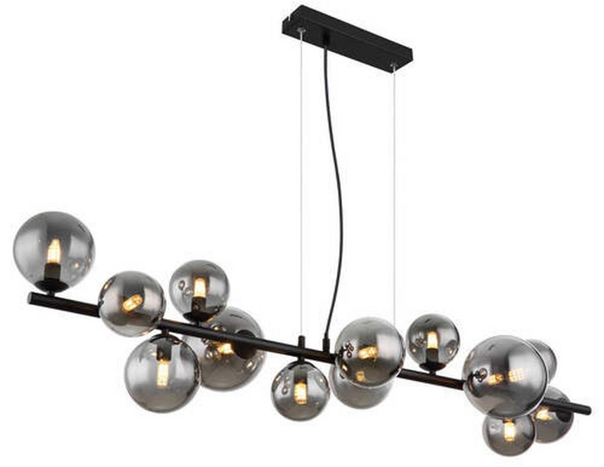 LED-Hängeleuchte 56133-13h - Transparent/Schwarz, Design, Glas/Kunststoff (120/34,5/120cm) - Globo