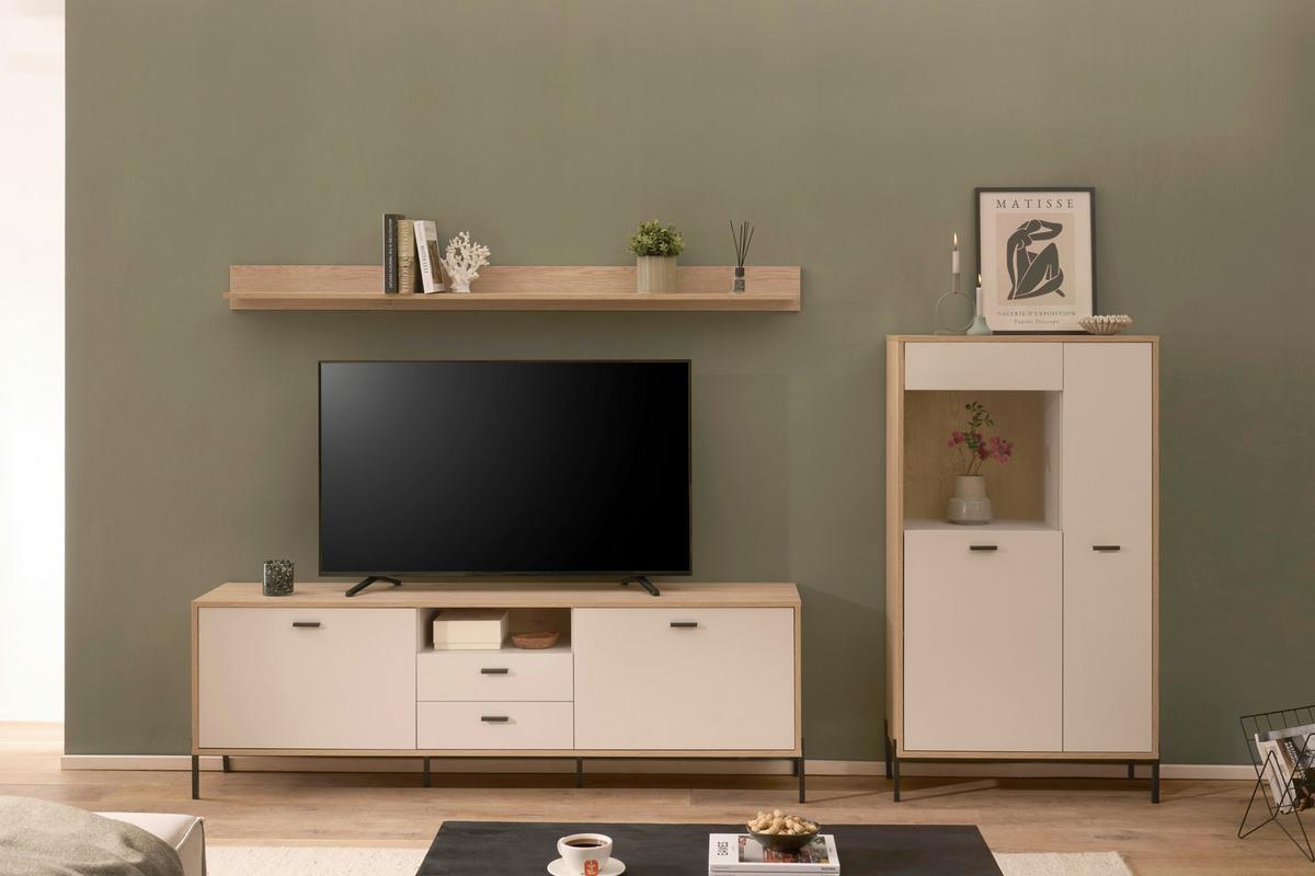 Lowboard Fredericia Eichefarben Kaschmir B: 196 cm - Kaschmir/Eichefarben, Design, Holzwerkstoff (196/65/40cm) - MID.YOU