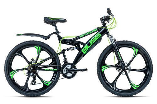 Mountainbike Fully 26 Zoll Bliss 21 Gänge - Schwarz/Grün, Basics, Metall (180/100/70cm) - KS Cycling