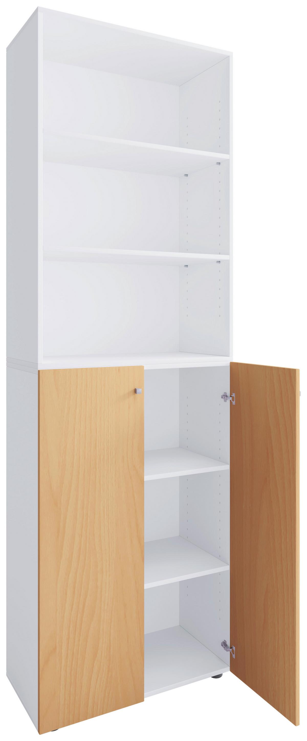 Schuhschrank Lona Weiß Buchefarben Dekor - Buchefarben/Schwarz, Design, Holzwerkstoff (70/220/40cm) - MID.YOU