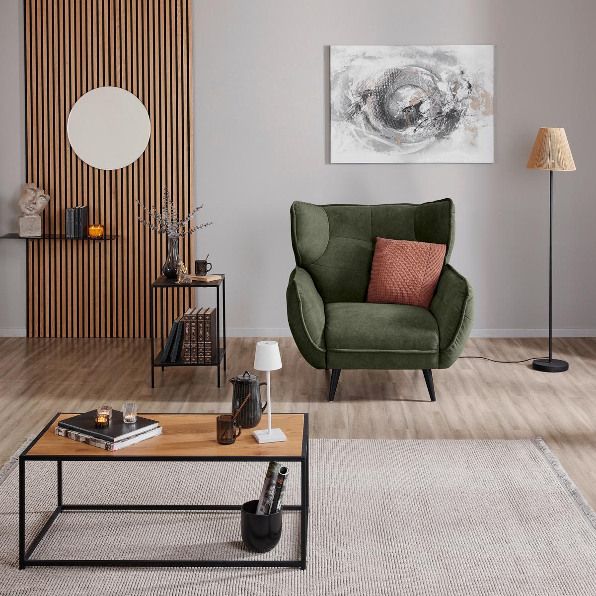 Kreslo ušiak PESCARA. tmavozelená - čierna/tmavozelená, Modern, textil (103/105/98cm)