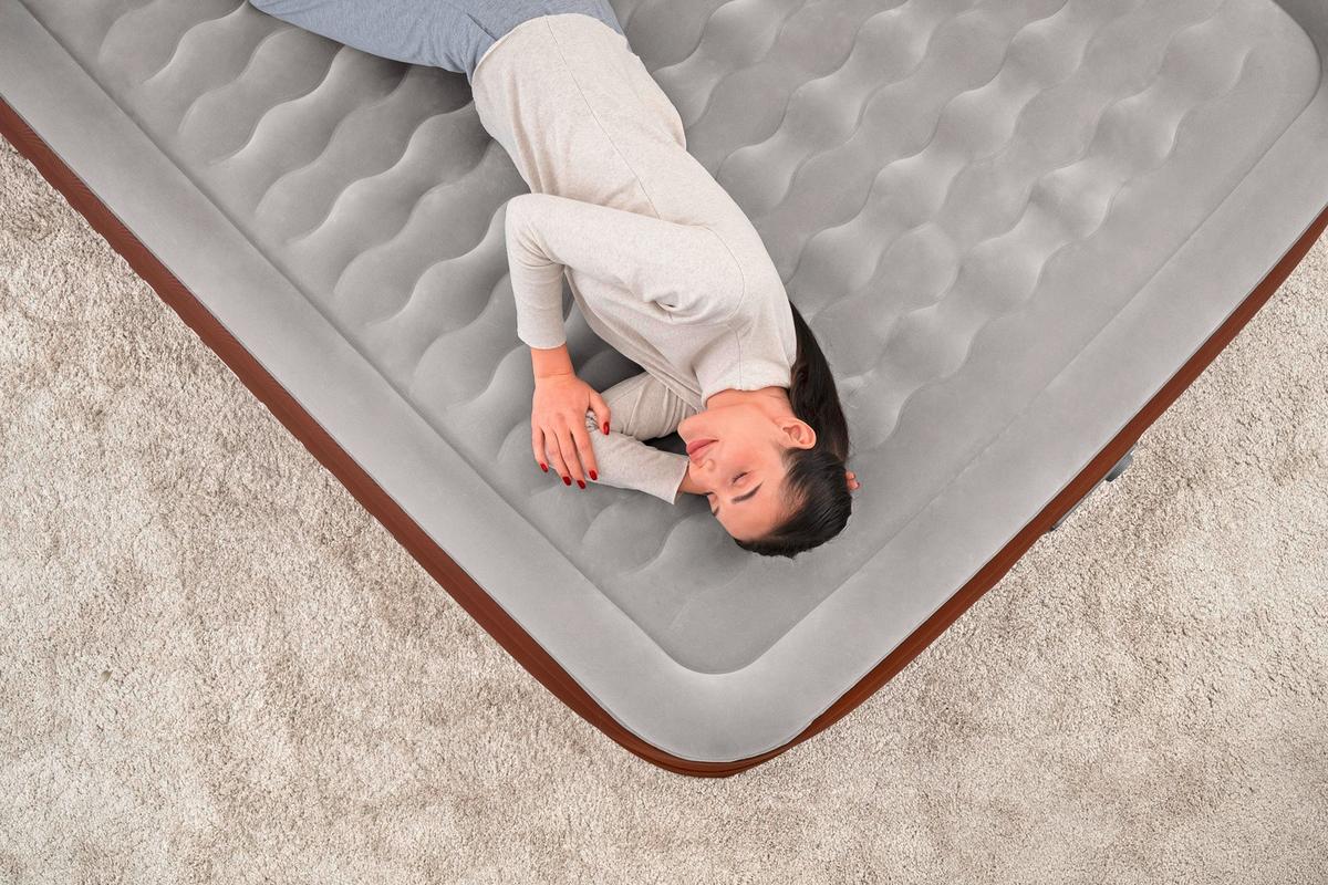 Luftbett Anastasia 203x152x51 Cm Bis 350kg, Inkl. Pumpe - Braun/Grau, KONVENTIONELL, Kunststoff/Metall (203/152/51cm) - Bestway
