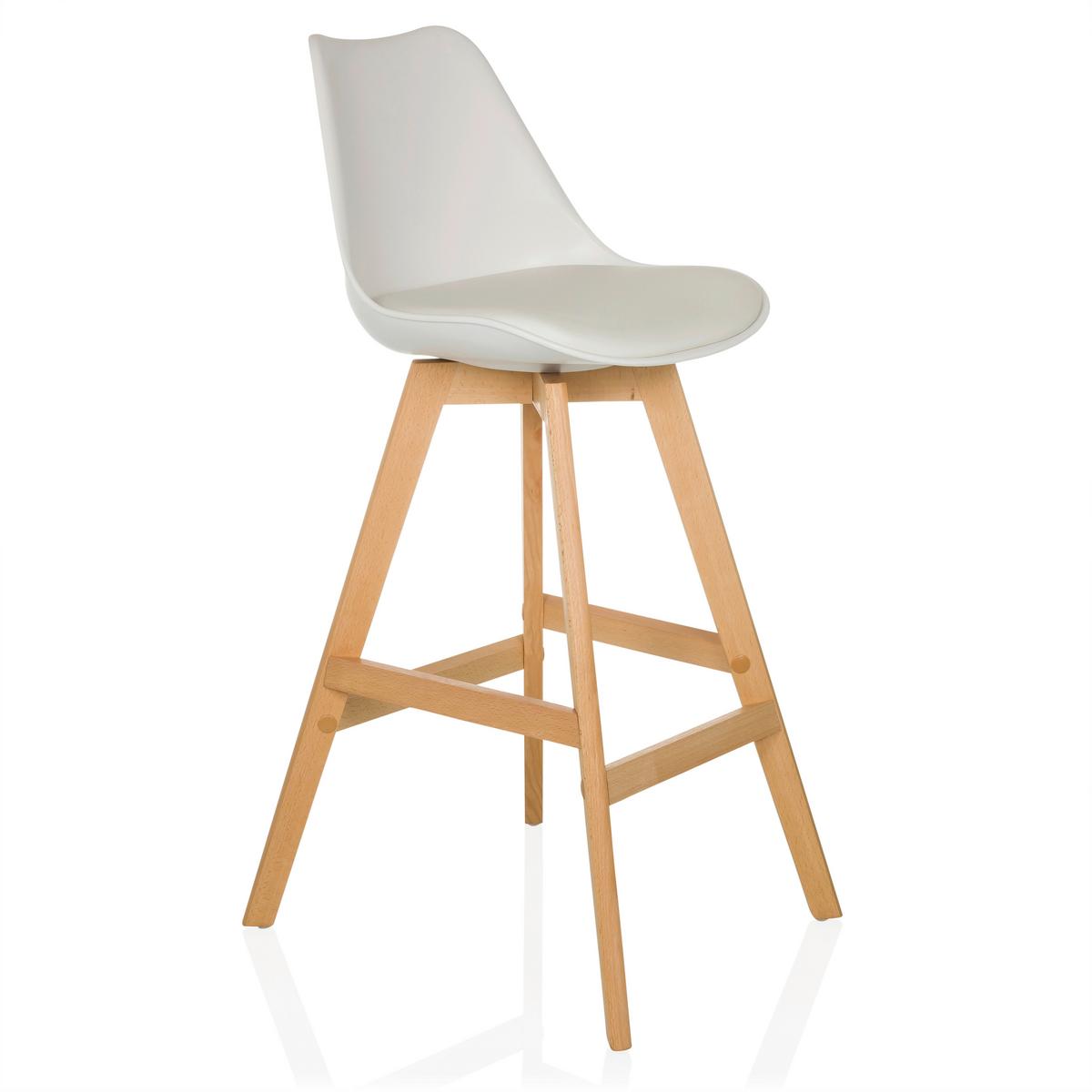 Barhocker-Set Scandi High Weiß B: 51 cm - Buchefarben/Weiß, MODERN, Holz/Kunststoff (51/99/51cm) - MID.YOU
