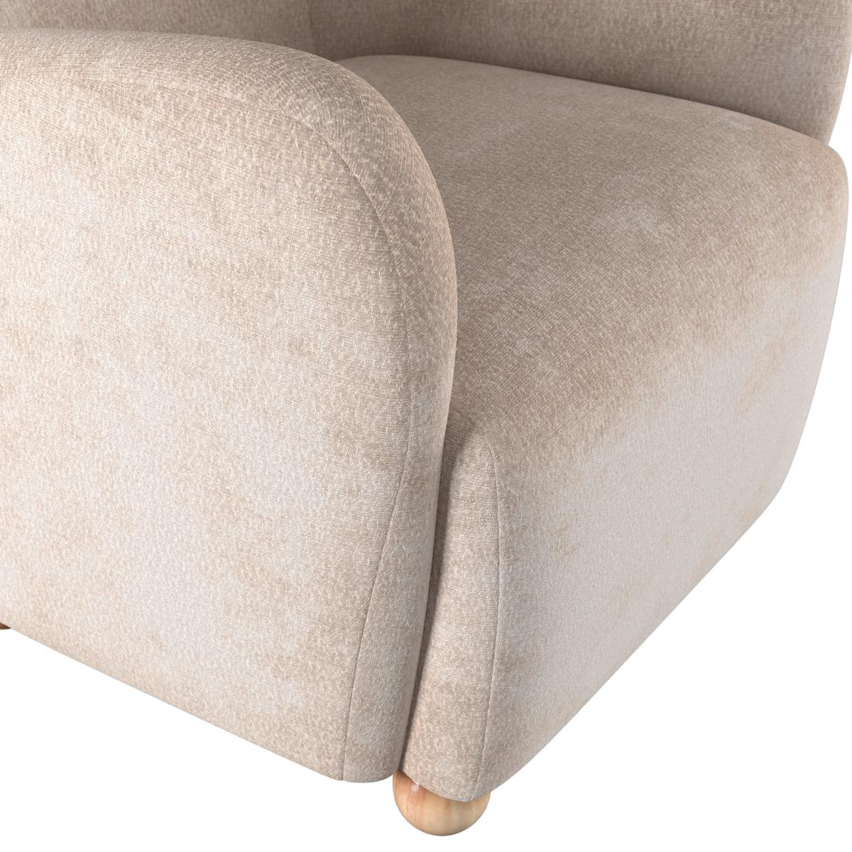 Kreslo LEA, béžová ženilka, max. 140 kg - prírodná farba/béžová, Modern, kov/drevo (76/85/84cm)