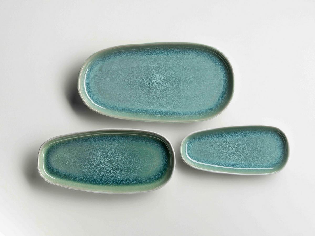 Servierplatten-Set Elea Steinzeug, Hellgrün, 3-teilig - Hellgrün, Basics, Keramik - Mäser
