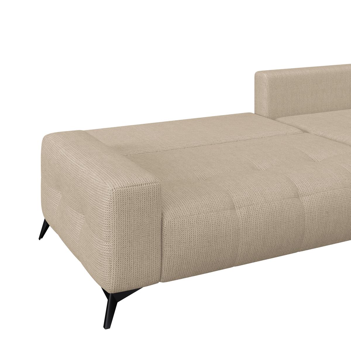 Ecksofa Mauro Beige, Mit Schlaffunktion - Beige/Schwarz, Trend, Textil (290/175cm) - Luca Bessoni