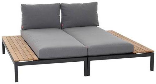 Sonneninsel Grau Teakholz/metall/textil - Anthrazit/Grau, KONVENTIONELL, Holz/Textil - Siena Garden