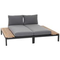 Sonneninsel Grau Teakholz/Metall/Textil - Anthrazit/Grau, KONVENTIONELL, Holz/Textil - Siena Garden