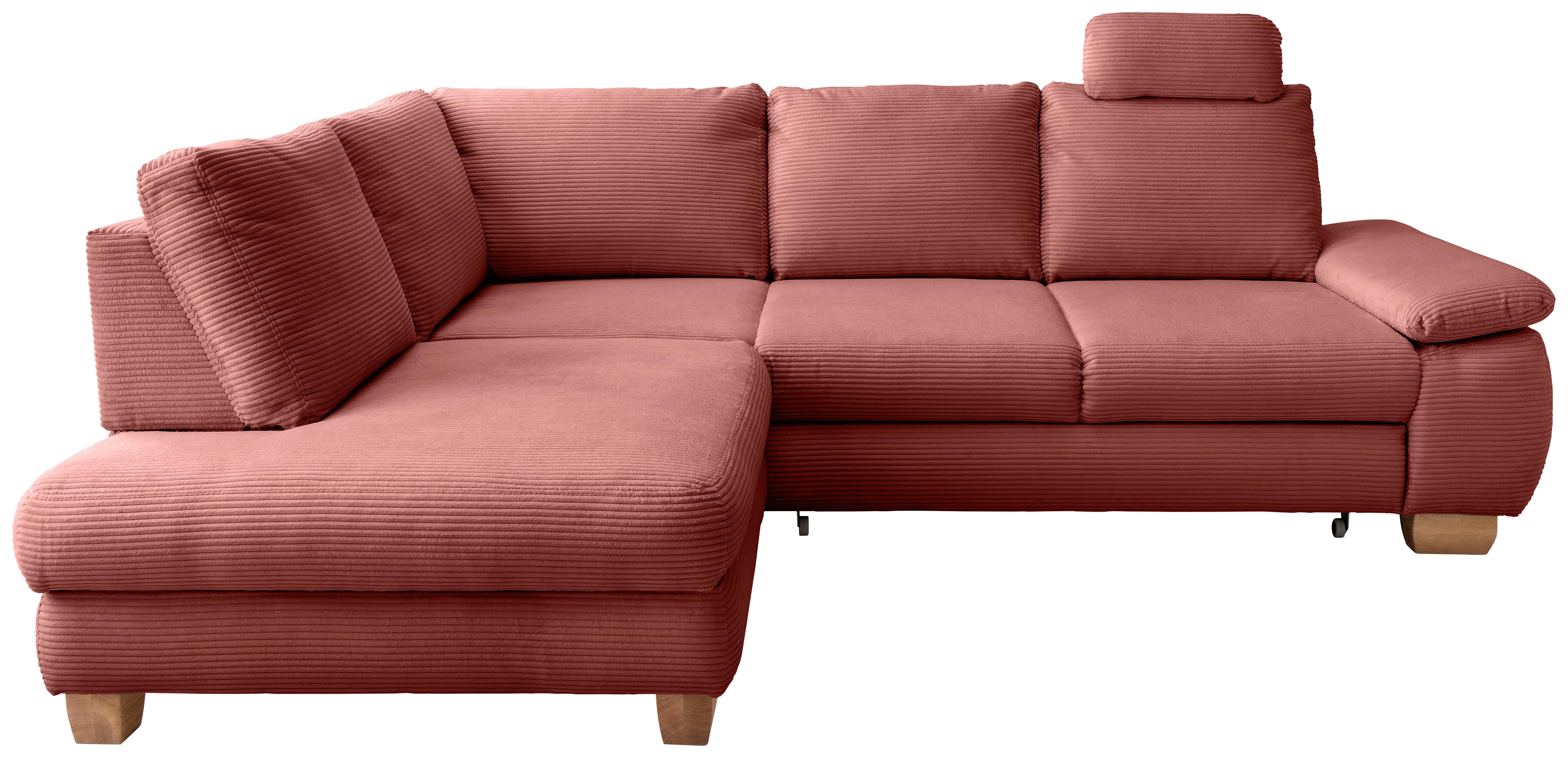 Eckschlafsofa Positano Koralle S: 206x261 cm - Wildeiche/Koralle, MODERN, Textil (206/261cm) - Livetastic