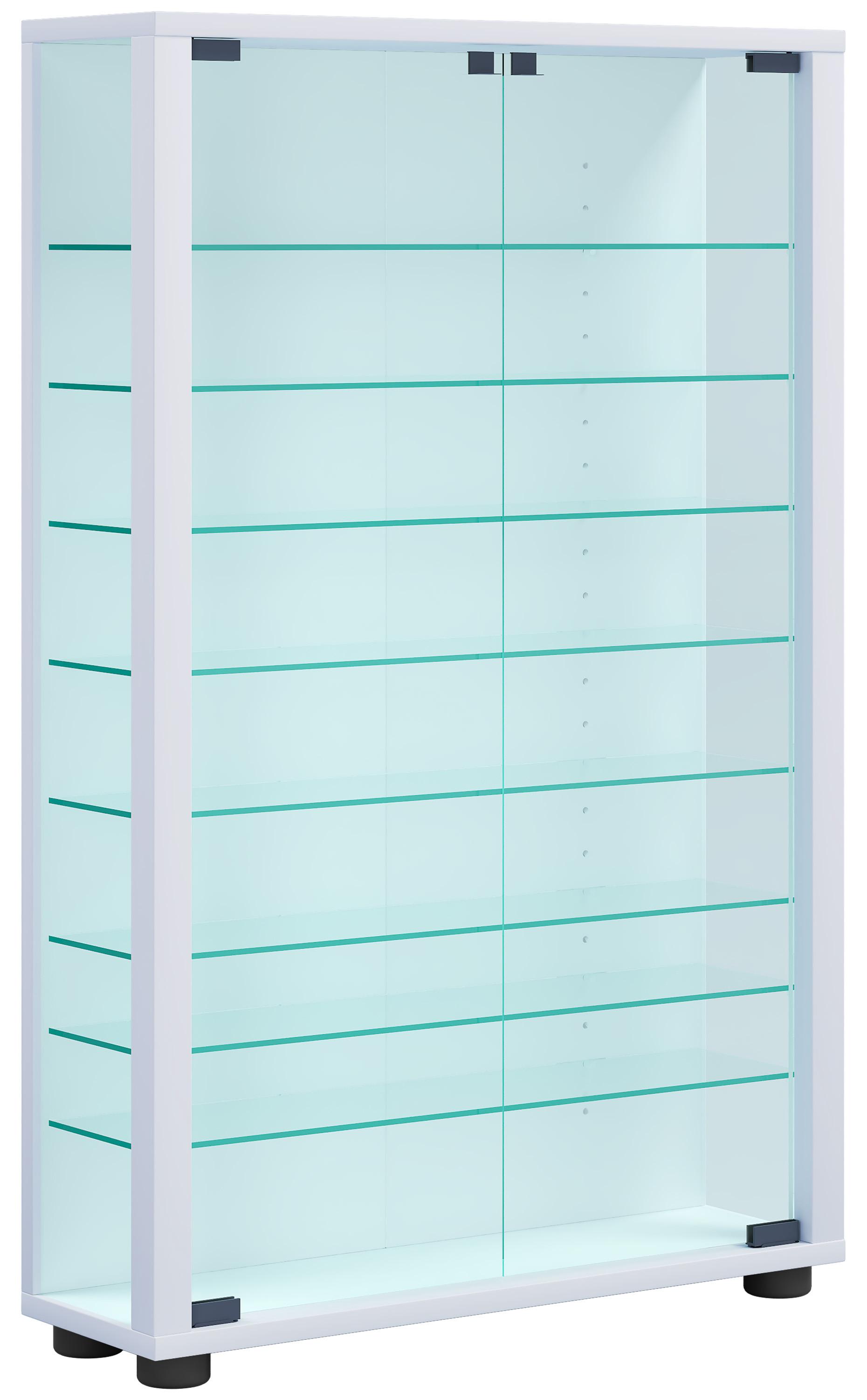 Vitrin Lumo Mini - fehér, Design, faalapú anyag/üveg (59/91/18cm) - MID.YOU