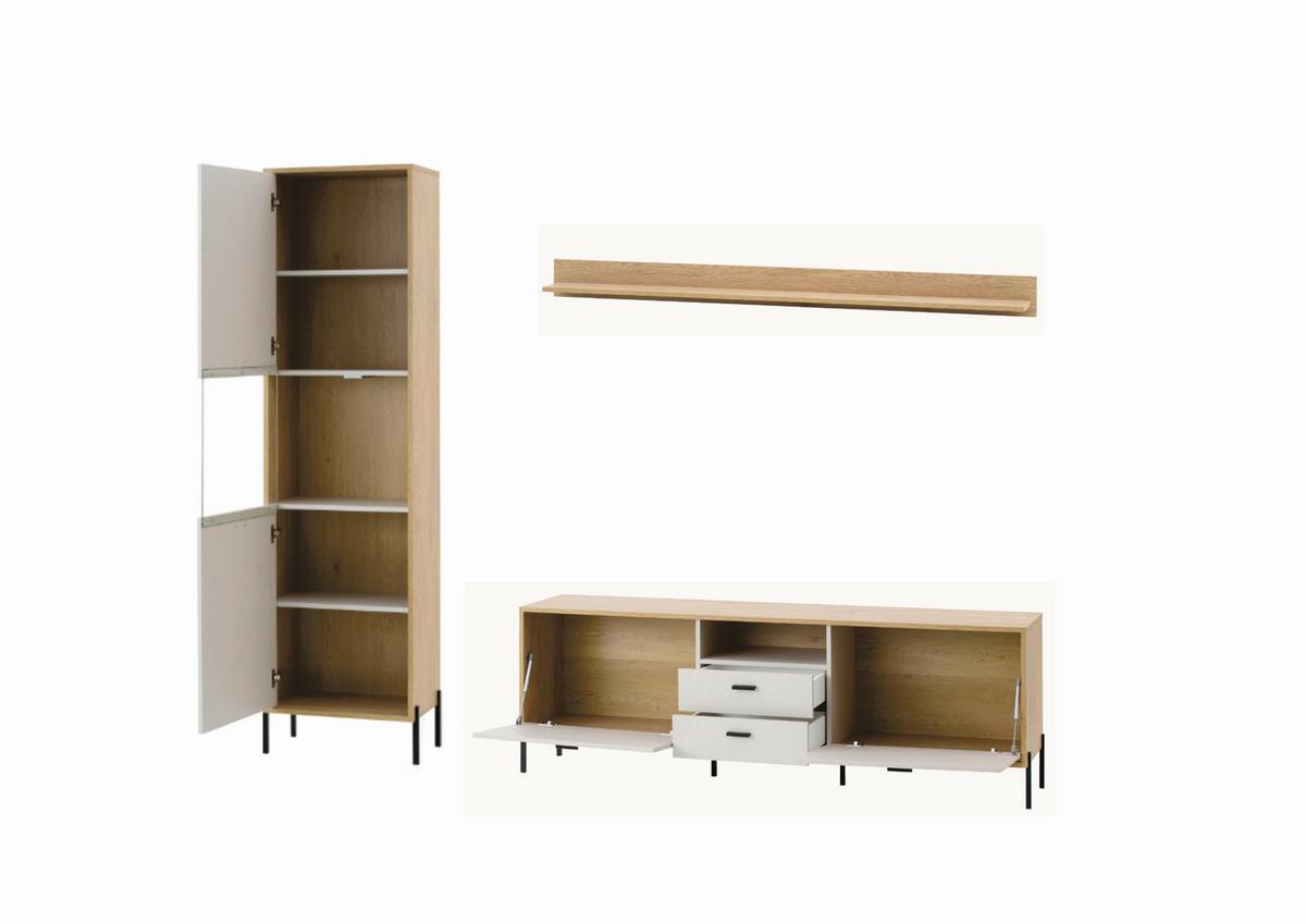 Wohnwand Fredericia Kaschmir/Eichefarben B: 259 cm - Kaschmir/Eichefarben, Design, Holzwerkstoff (259/206/40cm) - MID.YOU