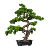 Kunstpflanze Bonsai Grün L: 65 cm mit Topf - Schwarz/Braun, Basics, Kunststoff (50/65cm)