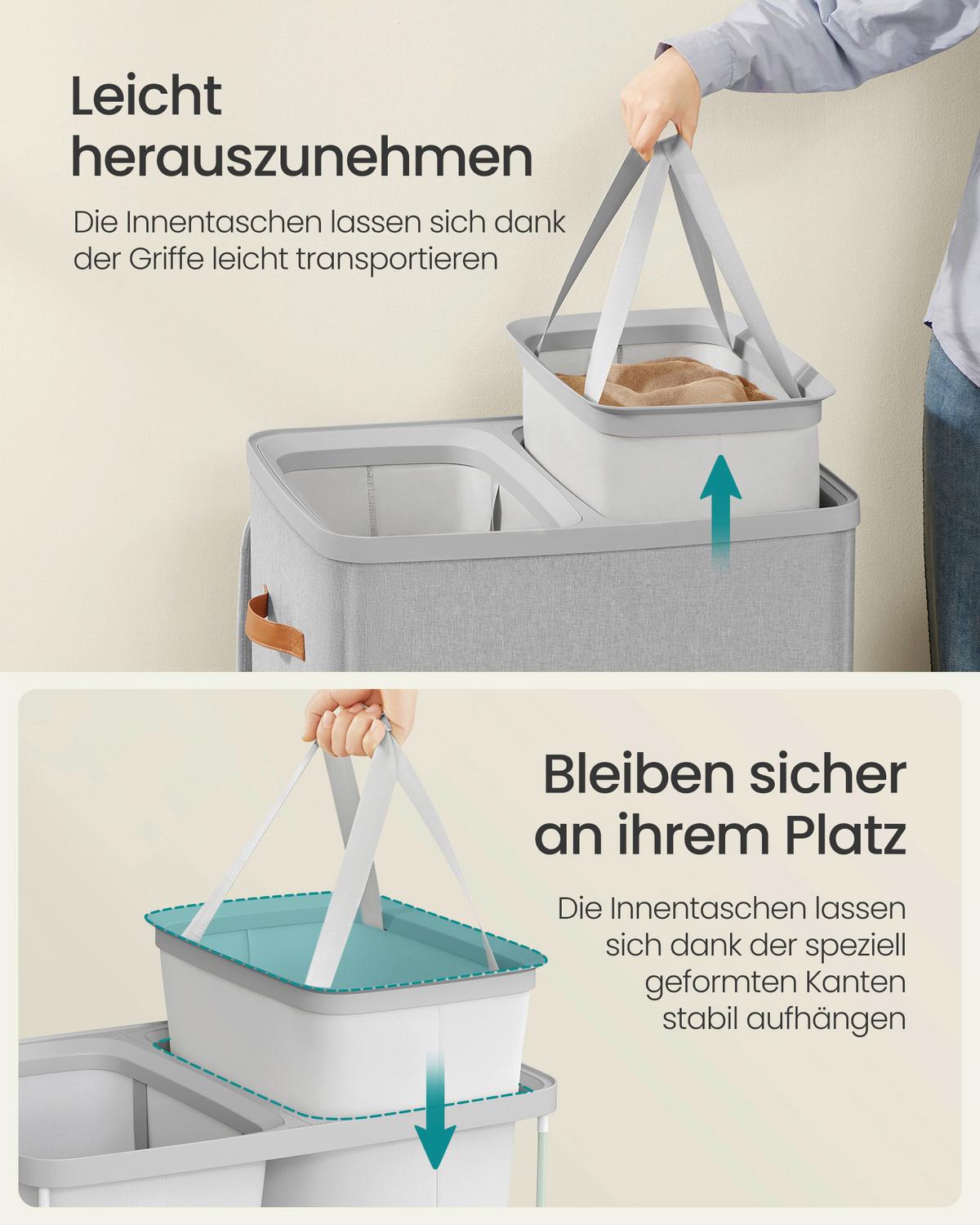 Kôš na bielizeň, sivá - sivá, Trend, textil/plast (56/75/40cm) - Boxxx