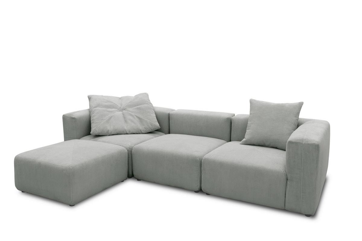 Ecksofa Hellgrau B: 301 Cm - Hellgrau/Schwarz, Design, Textil (301/69/193cm) - MID.YOU