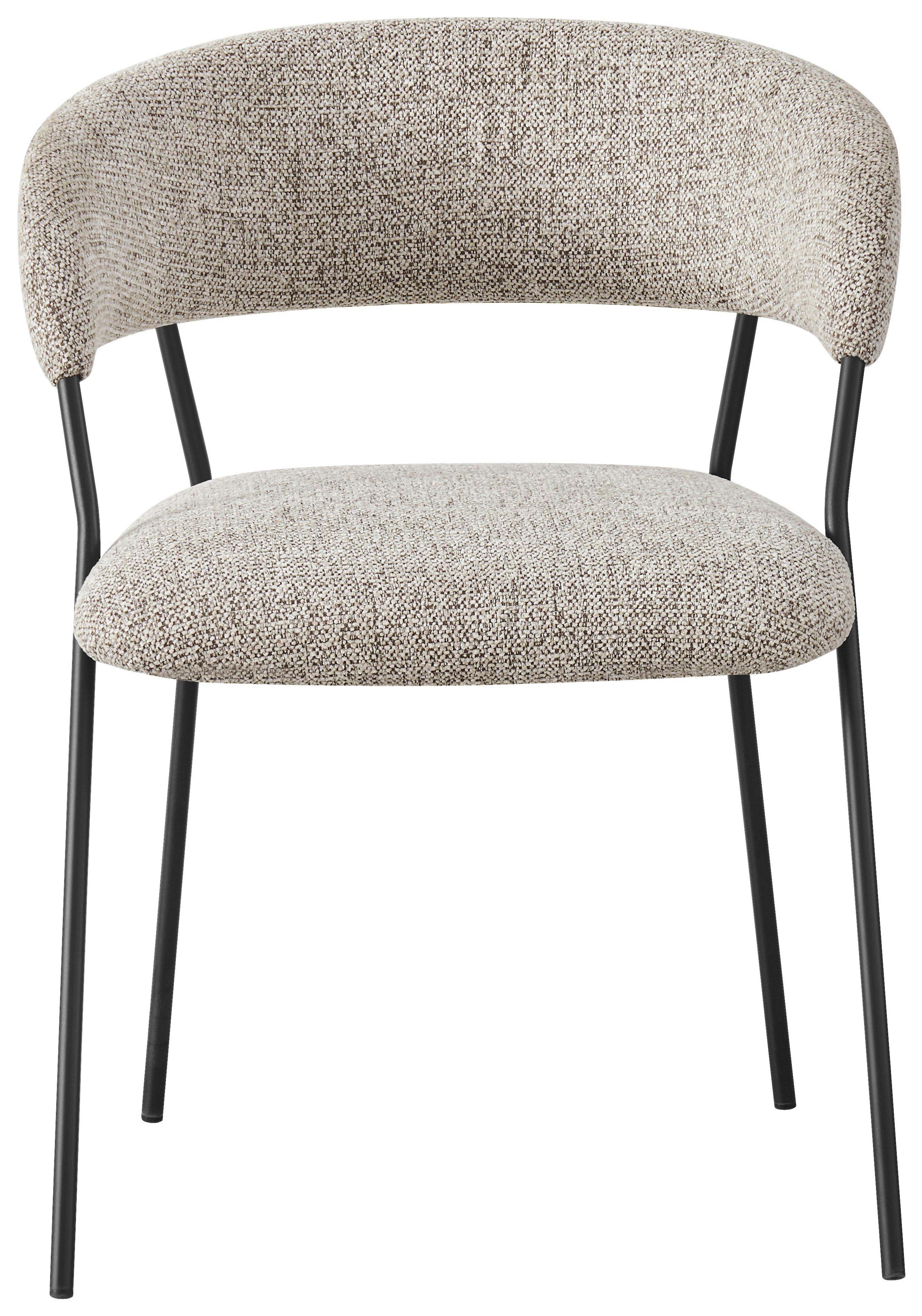 Armlehnstuhl Sigi Webstoff Grau - Schwarz/Grau, MODERN, Textil/Metall (58/76/61cm) - MID.YOU