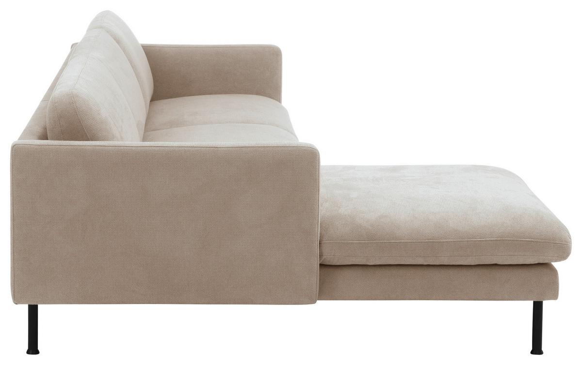 Ecksofa Nathan Rücken Echt, Beige - Beige/Schwarz, MODERN, Textil (286/78/160cm) - Max Winzer