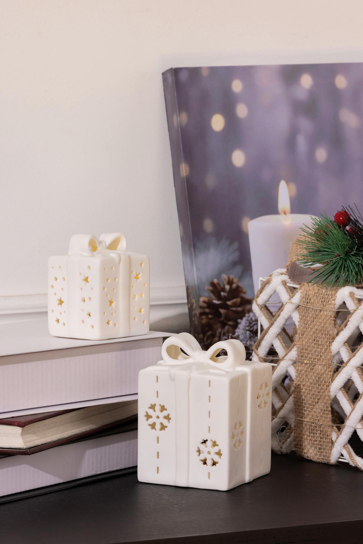 Dekogeschenkbox Alina - Weiß, KONVENTIONELL, Keramik (7,5/7,5/10,5cm) - Luca Bessoni