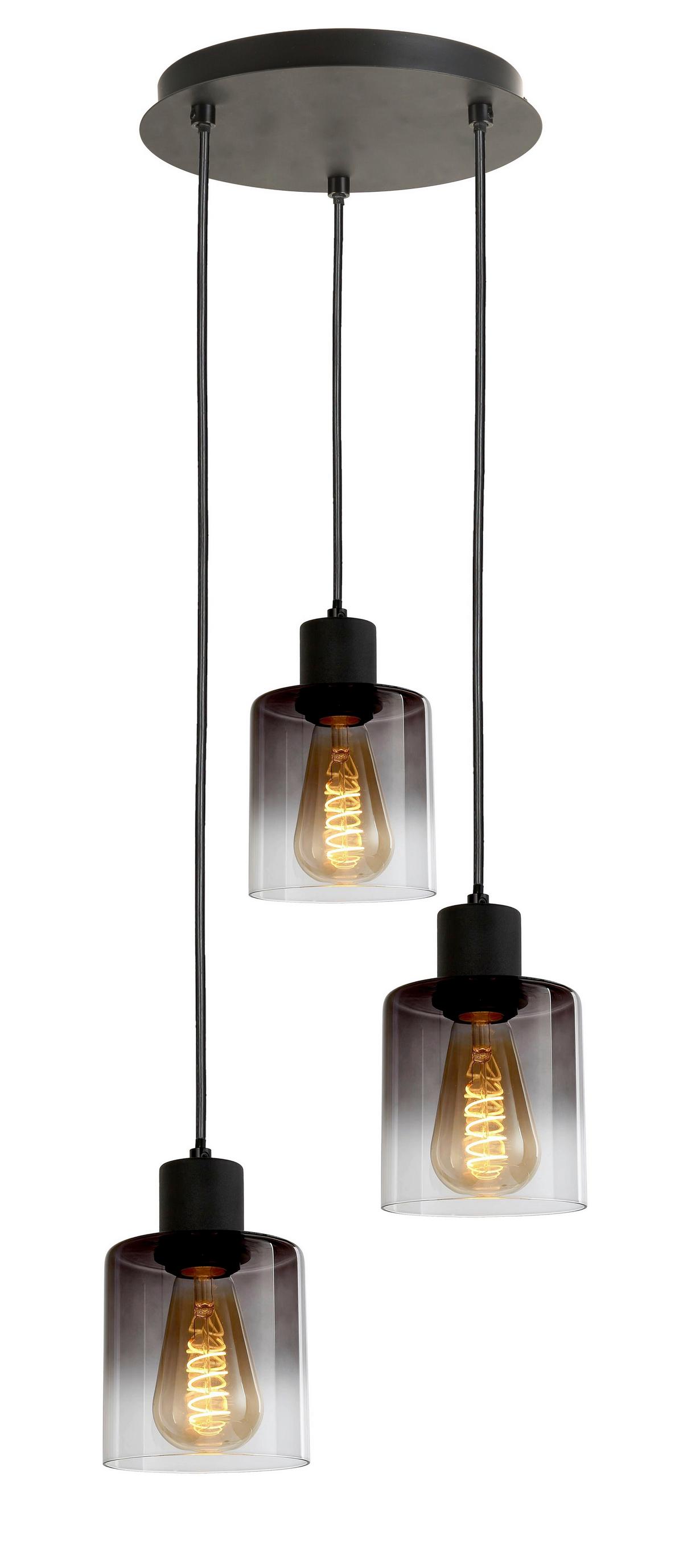 ZÁVĚSNÉ SVÍTIDLO ESTELLE - černá, Moderní, kov/sklo (29/120cm) - Mömax