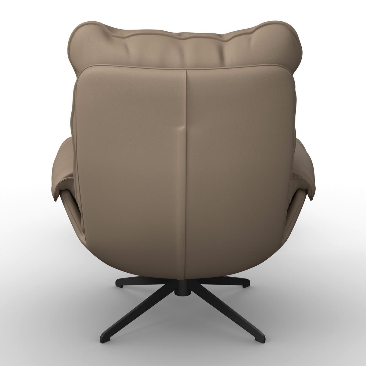 Relaxační křeslo ANDREA, světle hnědá, s taburetem - černá/světle hnědá, Moderní, kov/dřevo (82/105/80cm) - Bessagi Home