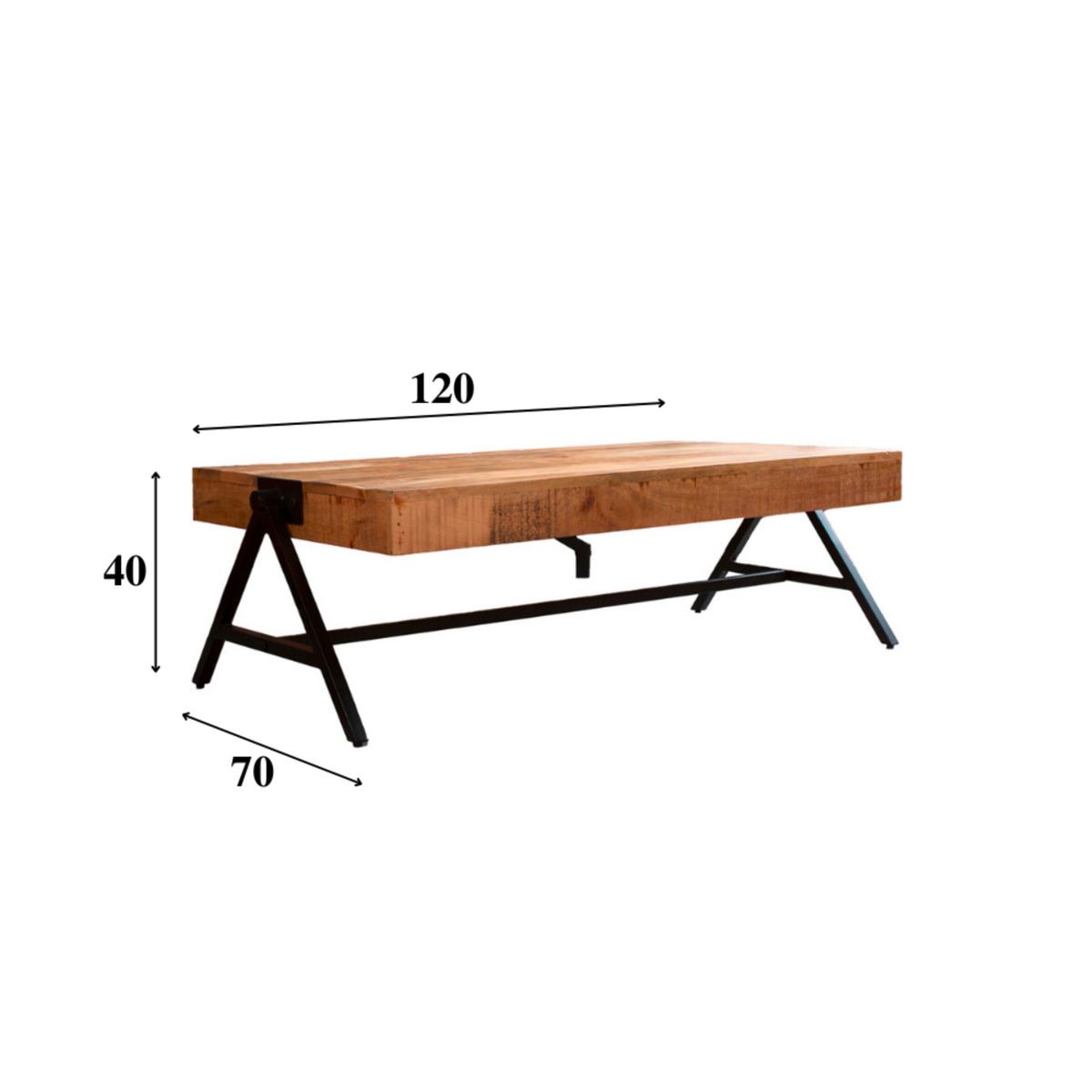 Couchtisch Orlando Braun/schwarz, 70 Cm - Schwarz/Braun, MODERN, Holz/Metall (70/40/120cm) - MID.YOU
