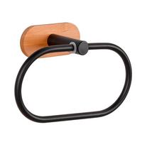 Držiak na uteráky OREA BAMBOO - SB - - čierna/prírodná farba, Modern, kov/drevo (19/12,5/8cm) - Mömax
