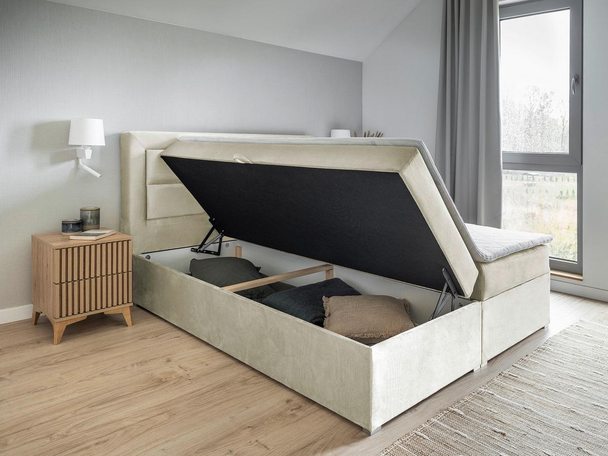 Boxbett Vivre Creme Lf: 180x200 cm - Silberfarben/Creme, MODERN, Holz/Textil (180/200cm) - MID.YOU