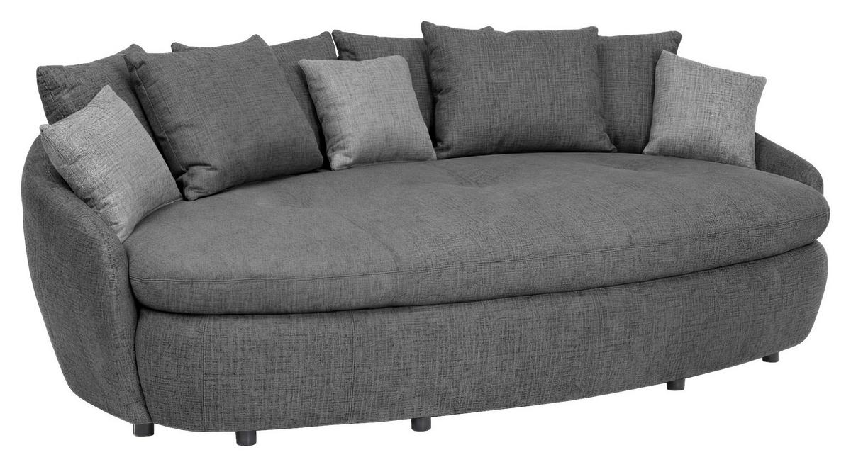 Megasofa Aruba 2 mit Kissen B: 238cm,grau Chenille - Hellgrau/Schwarz, Trend, Textil (238/80/140cm) - Luca Bessoni