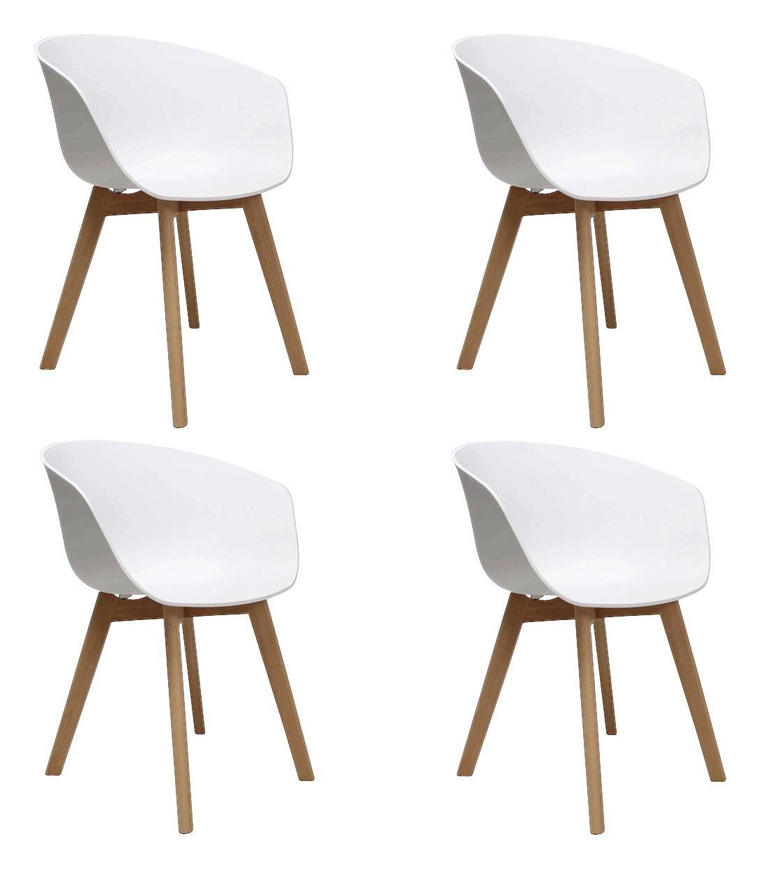 Armlehnstuhl-Set Noan - Naturfarben/Weiß, MODERN, Holz/Kunststoff (60/78,5/44cm) - MID.YOU