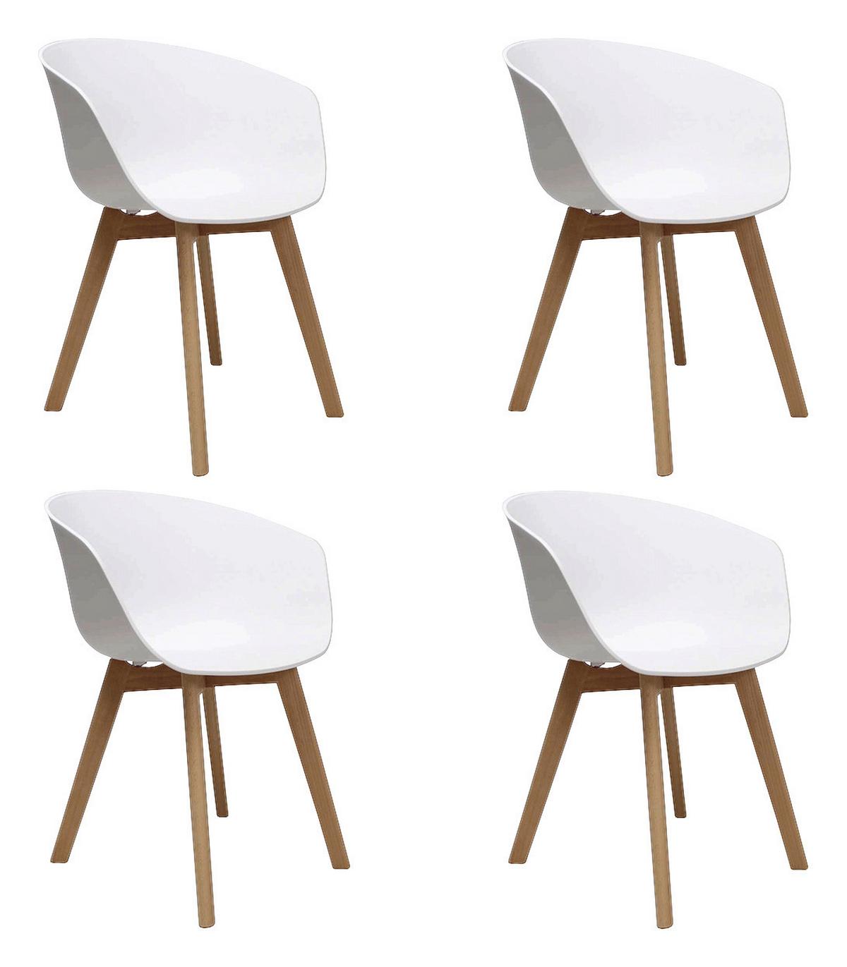 Armlehnstuhl-Set Noan - Naturfarben/Weiß, MODERN, Holz/Kunststoff (60/78,5/44cm) - MID.YOU