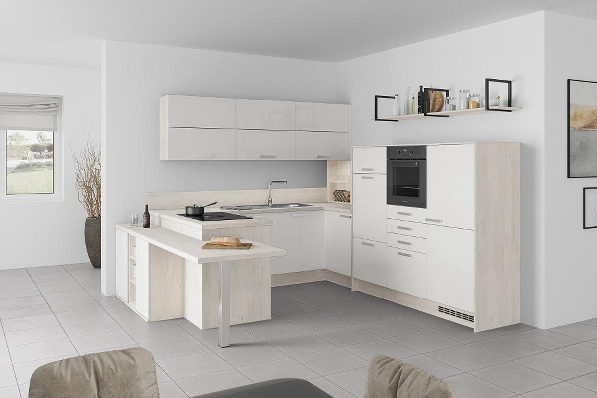 U-küche Lp4050 Weiß 255x294x298 Cm Mit Griffen - MODERN, Holzwerkstoff (255/294/298cm) - Impuls