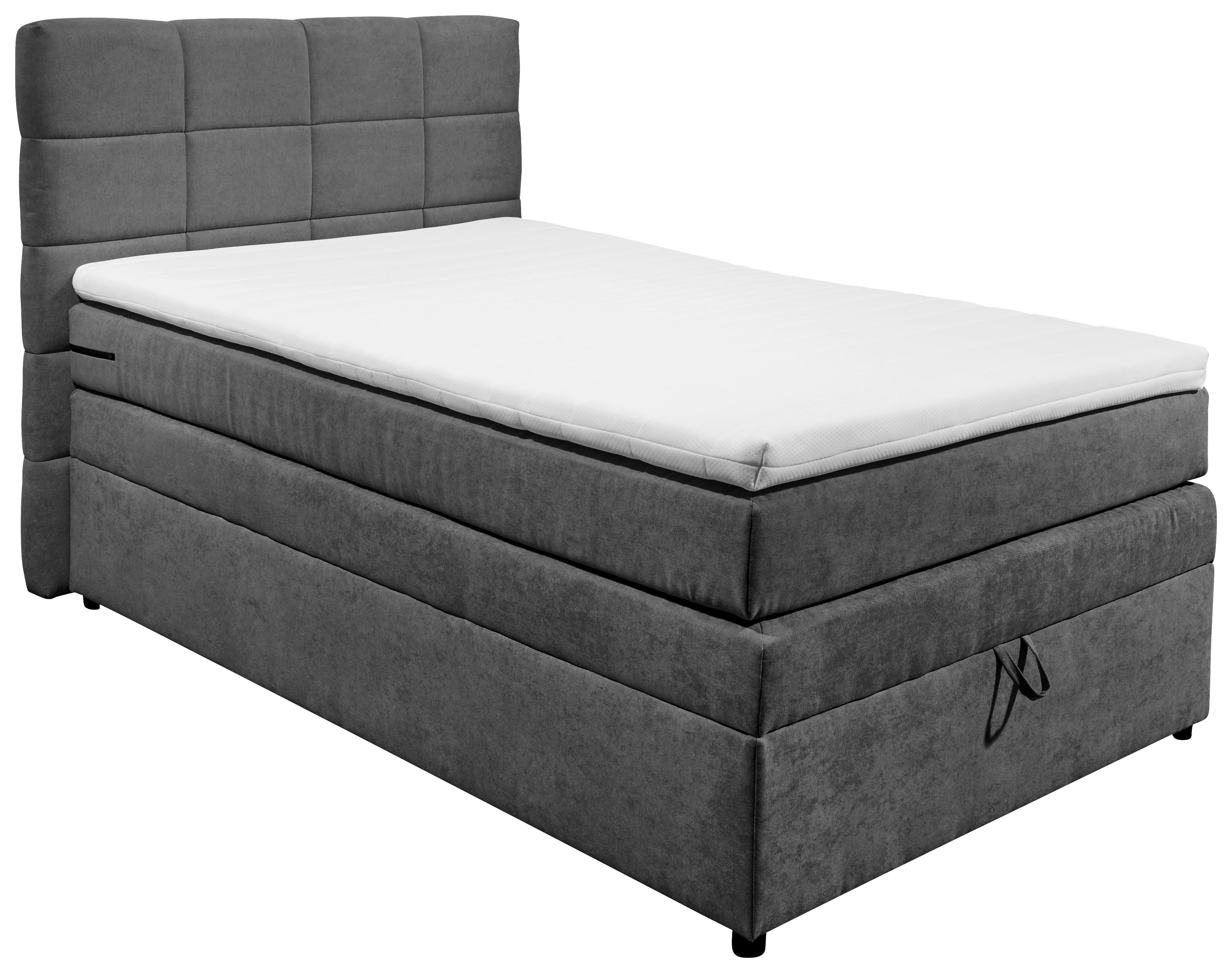 Boxspringbett mit Topper & Bettkasten 120x200 Tacoma 3 - Anthrazit, KONVENTIONELL (120/200cm) - MID.YOU