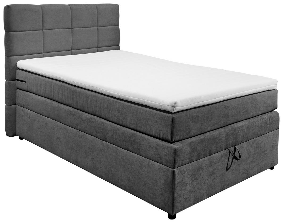 Boxspringbett Mit Topper & Bettkasten 120x200 Tacoma 3 - Anthrazit, KONVENTIONELL (120/200cm) - MID.YOU