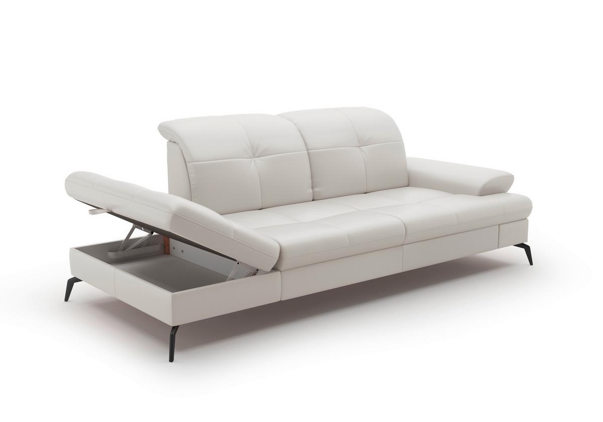 Récamiere Amica E, Weiß B: 231 Cm - Schwarz/Weiß, KONVENTIONELL, Leder (231/90/122cm) - Sit & More