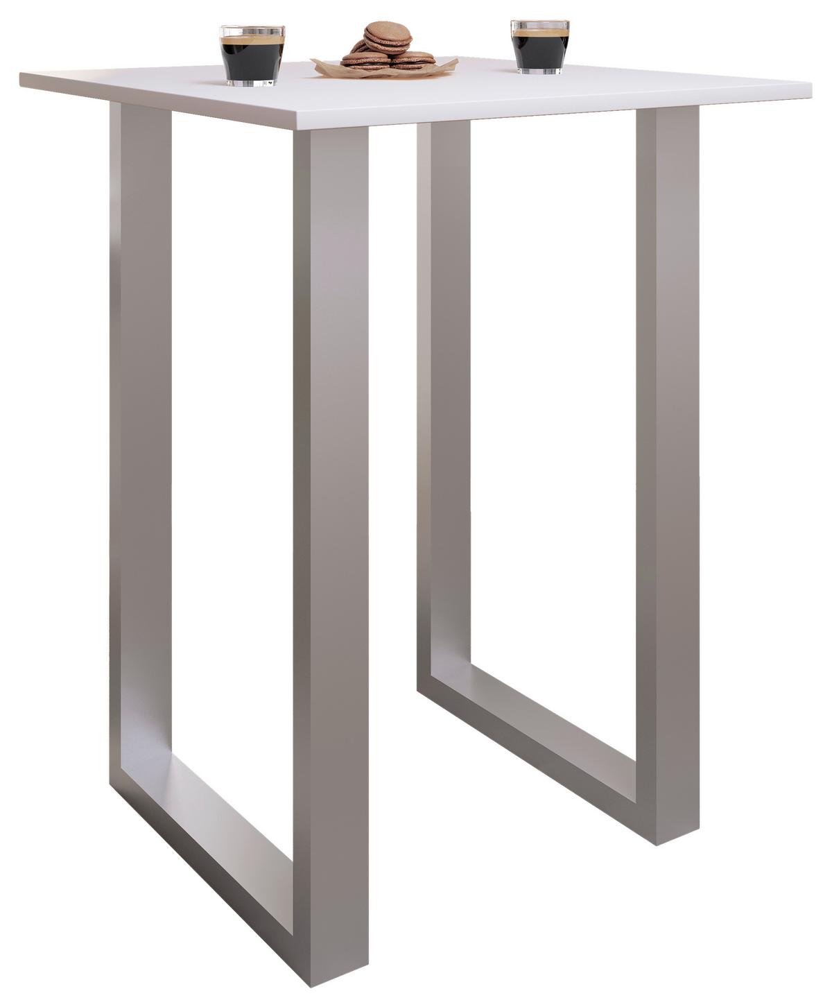 Bartisch Xona B 80x50 - Silberfarben/Weiß, KONVENTIONELL, Holzwerkstoff/Metall (80/102/50cm)