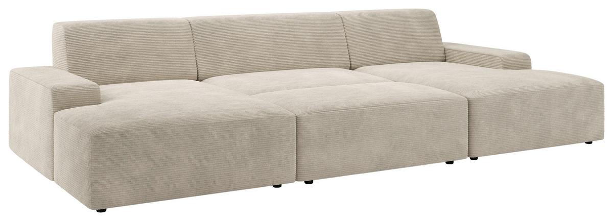 Hocker Wien, Creme B: 112 cm - Creme/Schwarz, MODERN, Textil (112/44/66cm) - Trendmanufaktur